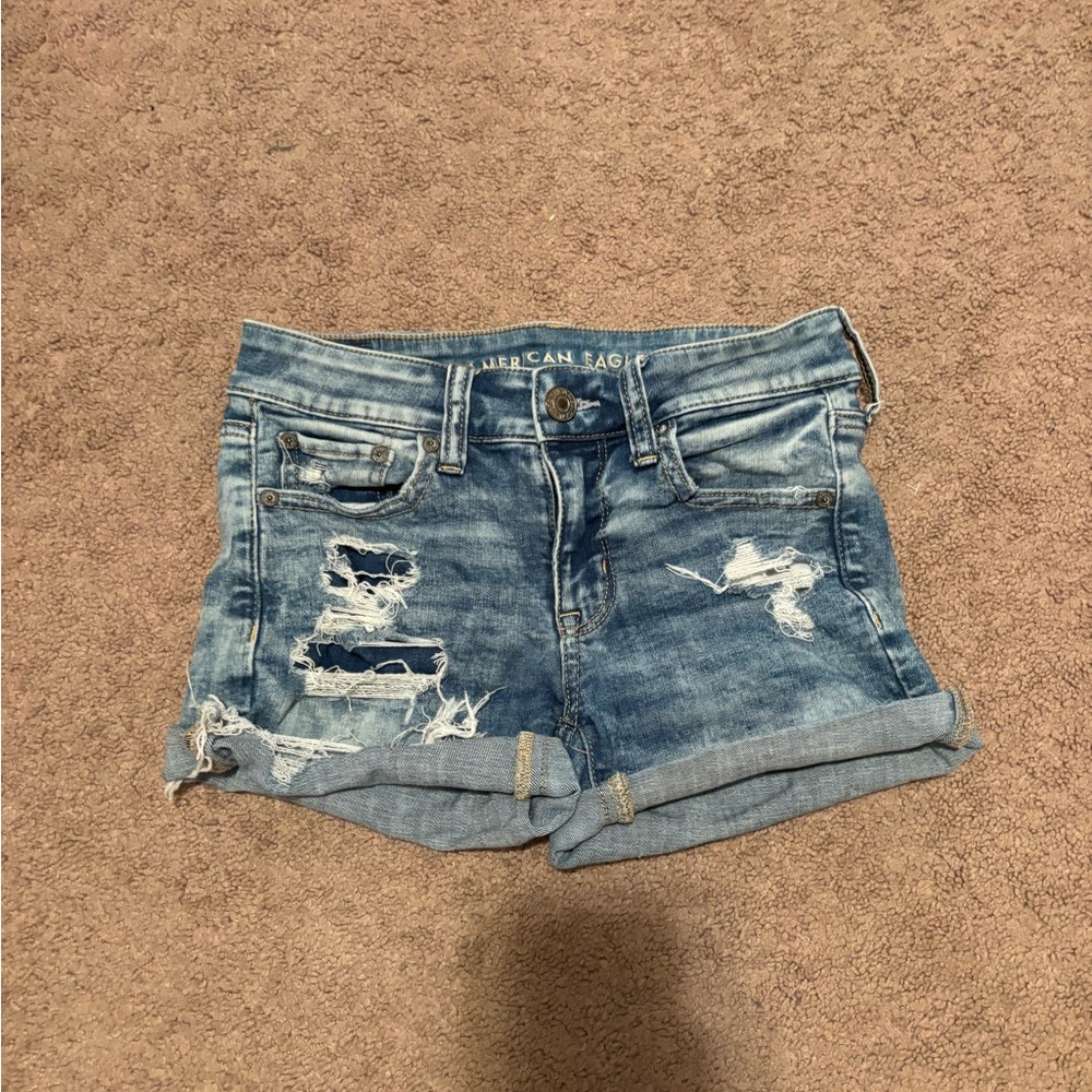 American Eagle Outfitters Distressed Blue Jean Shorts